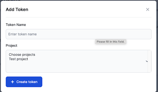 Create Token Dialog