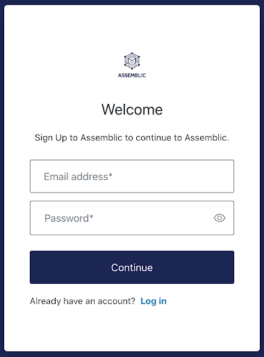 Password entry screen