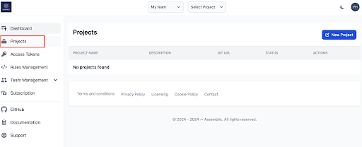 Projects Menu