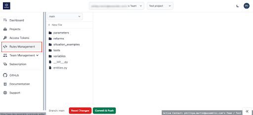 Rules Management Interface